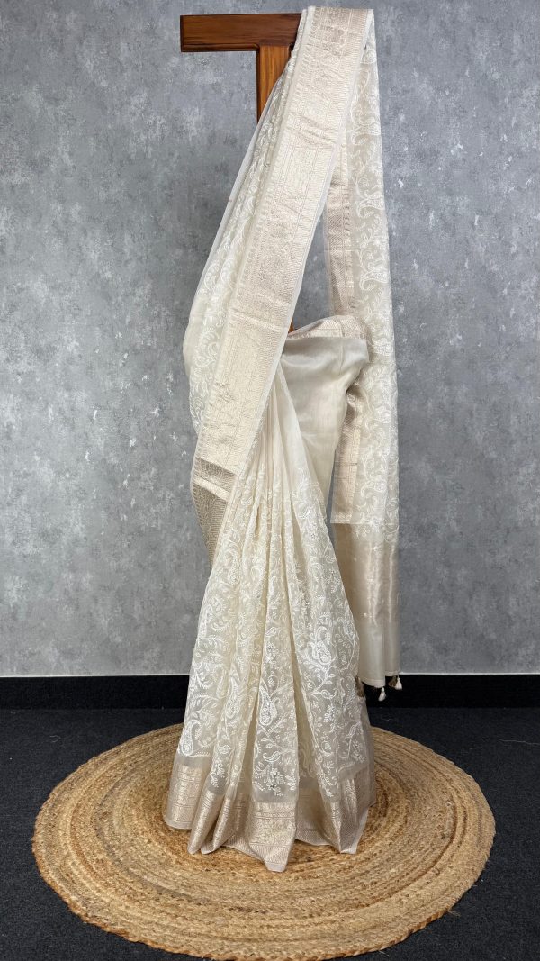 SILK ORGANZA EMBROIDERY BANARASI SAREE