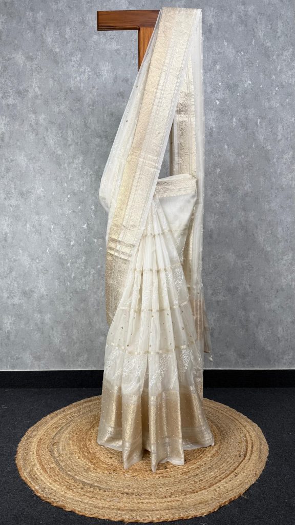 SILK ORGANZA EMBROIDERY BANARASI SAREE