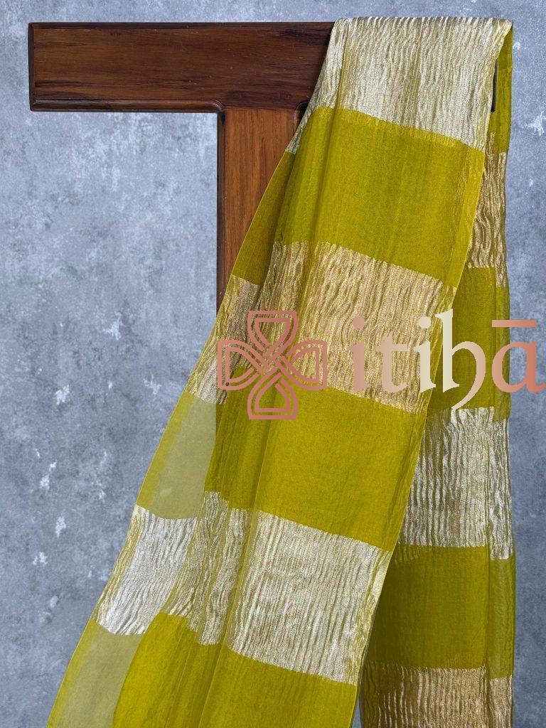 SILK ORGANZA CRUSHED ZARI SAREE - Image 2