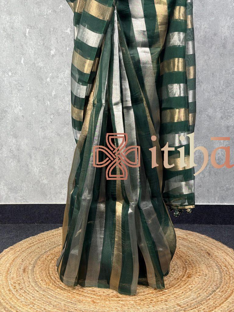 SILK ORGANZA ZARI STRIPES SAREE - Image 3