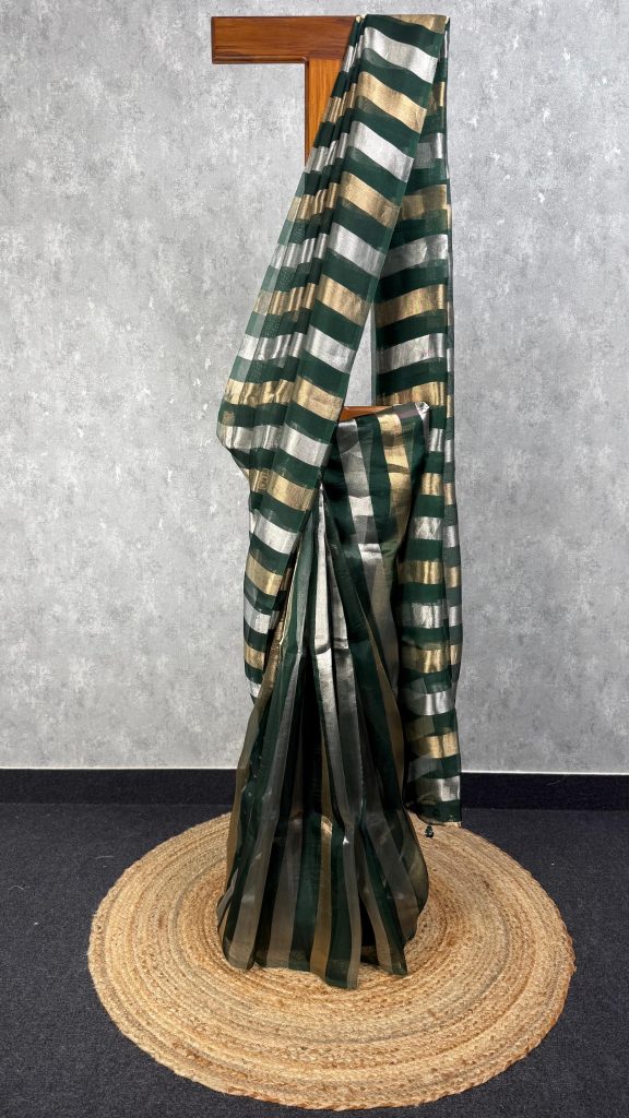 SILK ORGANZA ZARI STRIPES SAREE