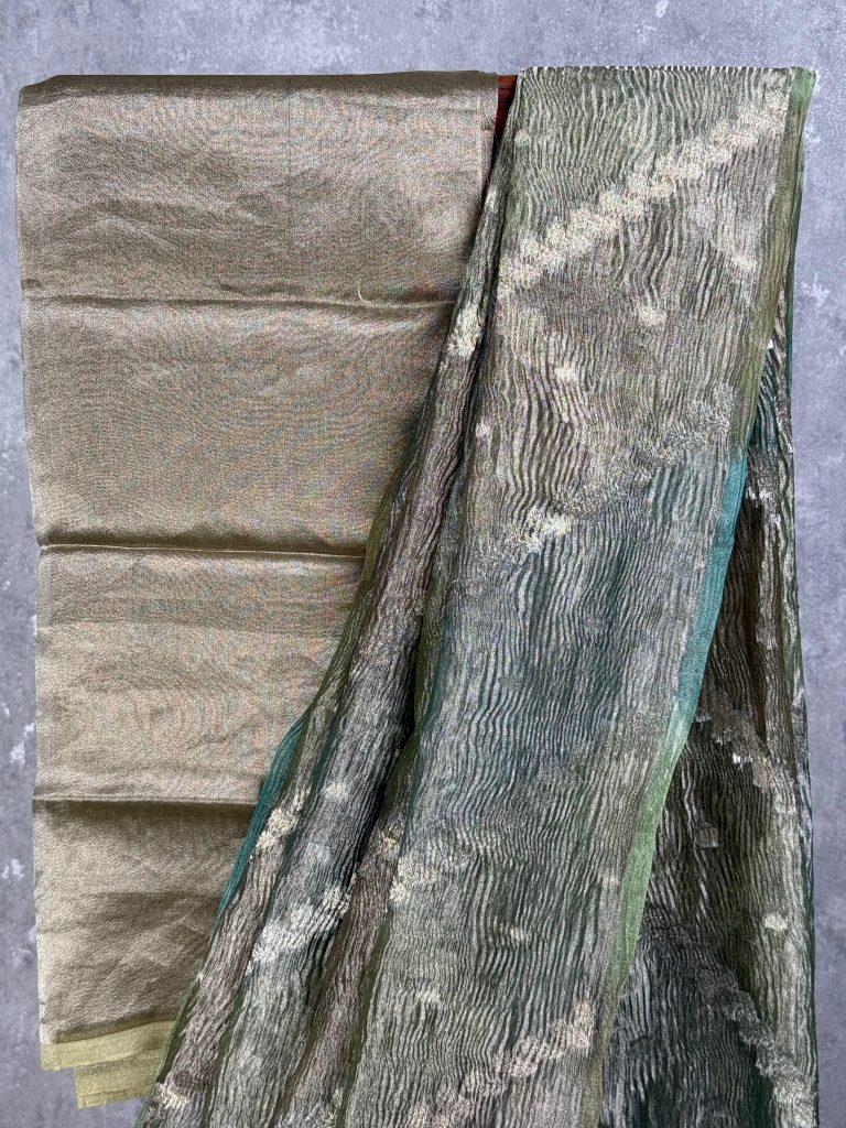 CRUSHED TISSUE ORGANZA BANARASI SAREE - Image 2