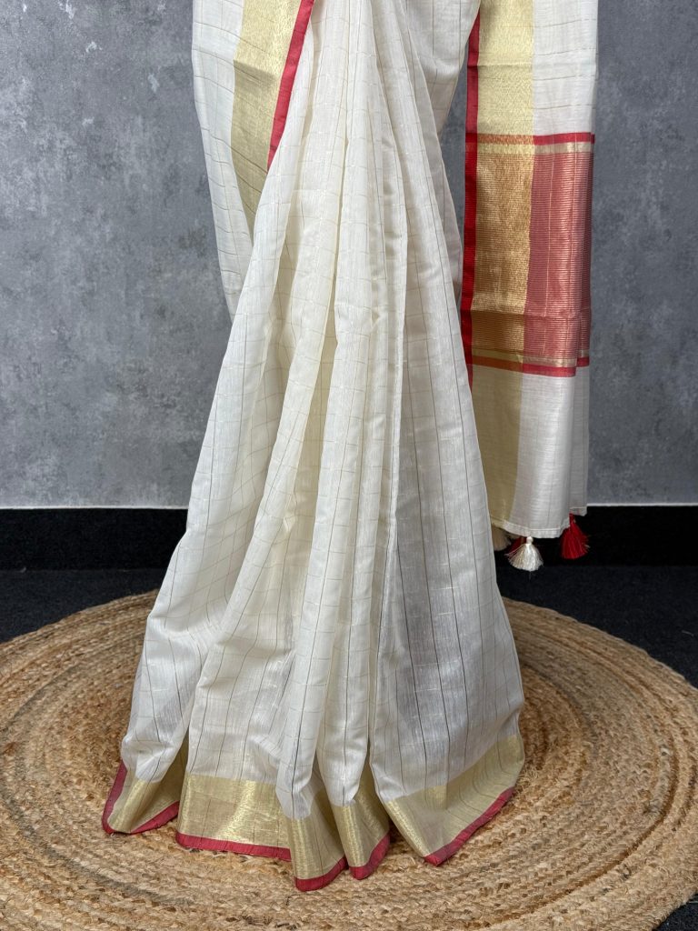 CHECKS CHANDERI ONAM SAREE - Image 3
