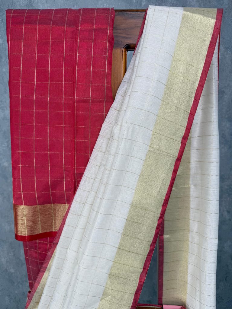 CHECKS CHANDERI ONAM SAREE - Image 2