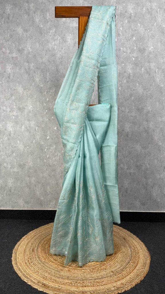SILK ORGANZA CHORD EMBROIDERY SAREE