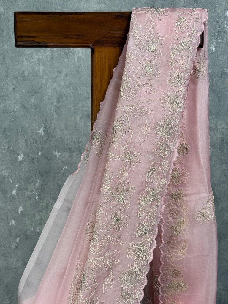 SILK ORGANZA CHORD EMBROIDERY SAREE - Image 2