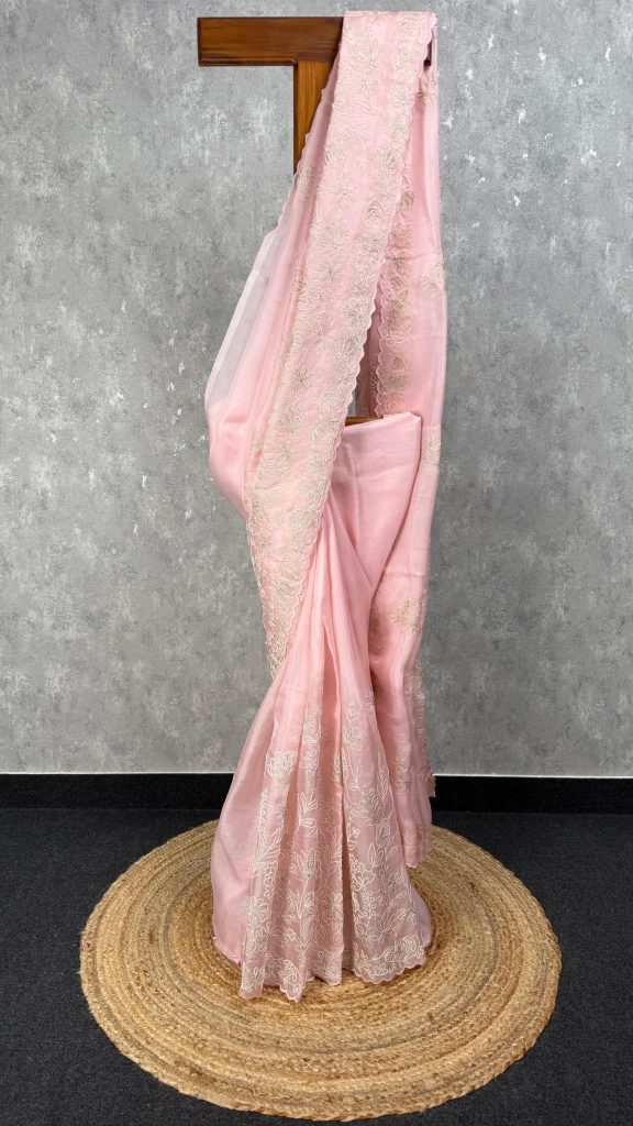 SILK ORGANZA CHORD EMBROIDERY SAREE