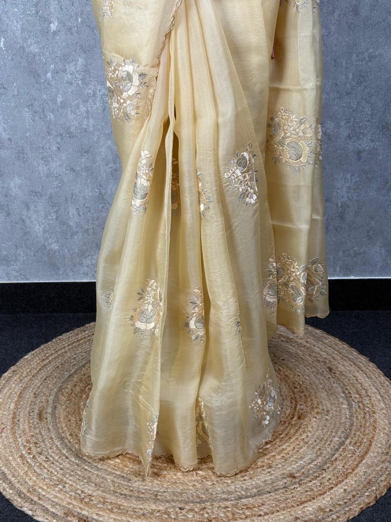 SILK ORGANZA EMBROIDERY SAREE - Image 3
