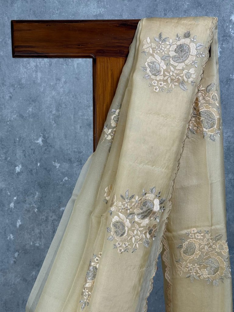 SILK ORGANZA EMBROIDERY SAREE - Image 2