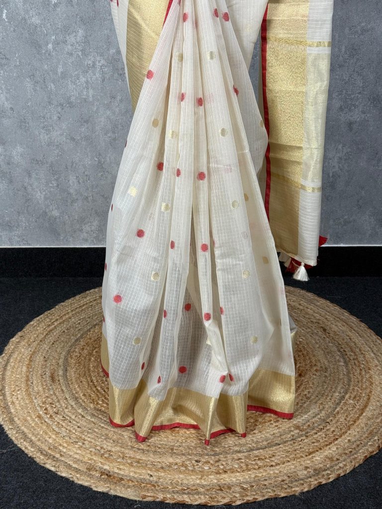 KOTA SILK RED BHUTY ONAM SAREE - Image 3