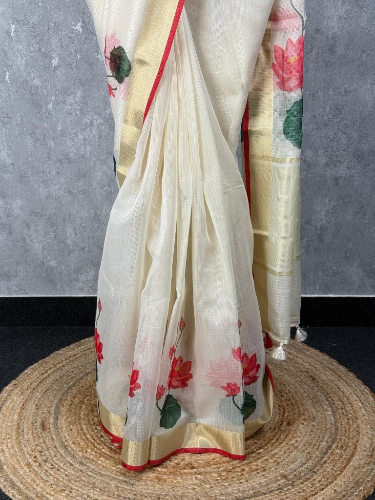 KOTA LOTUS PRINT ONAM SAREE - Image 3
