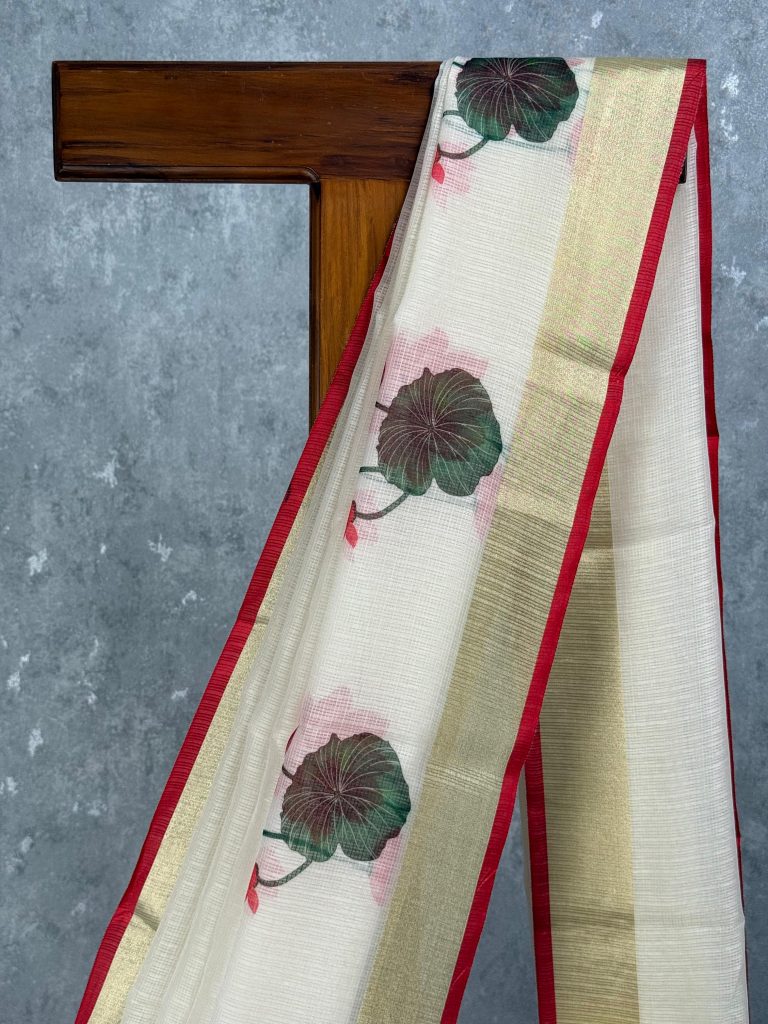 KOTA LOTUS PRINT ONAM SAREE - Image 2