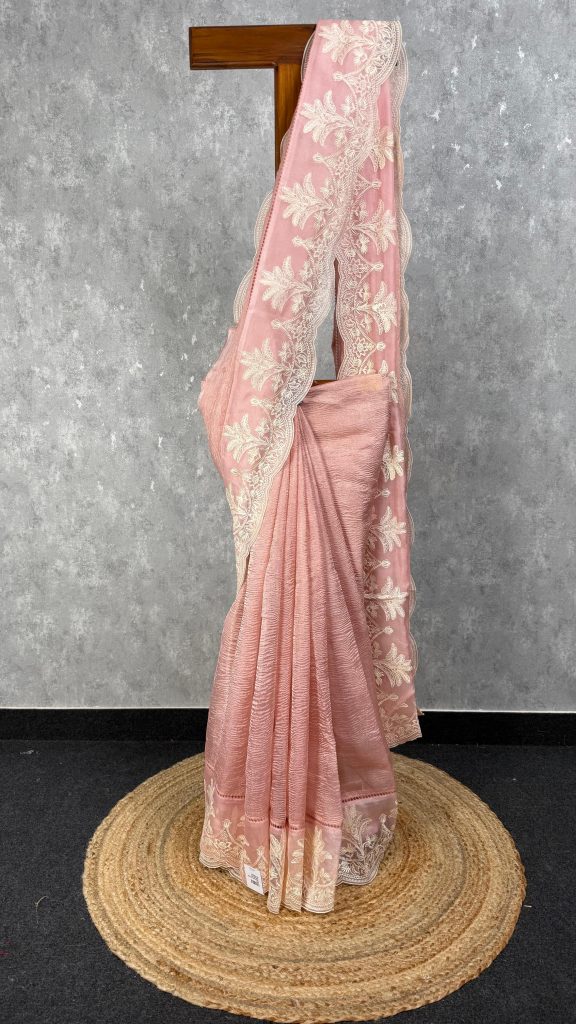 CRUSHED TISSUE SILK EMBROIDERY SAREE
