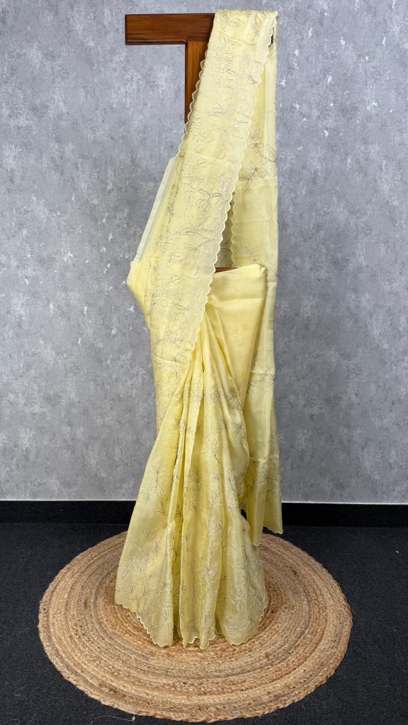 SILK ORGANZA CHORD EMBROIDERY SAREE
