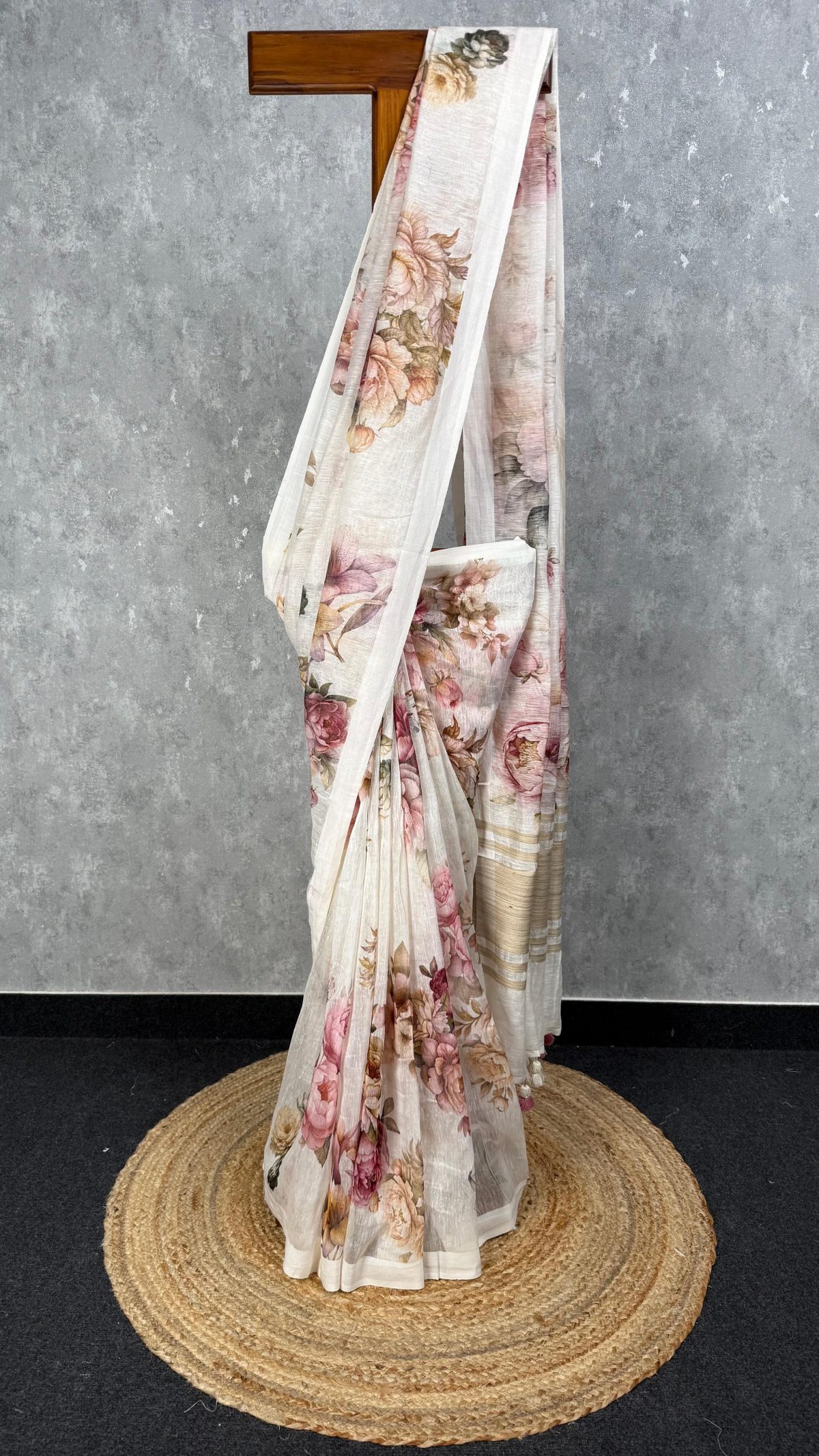 SILK LINEN PRINTED SAREE