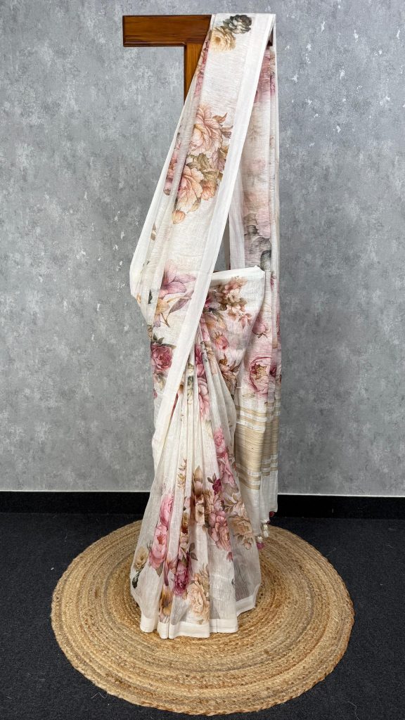SILK LINEN PRINTED SAREE