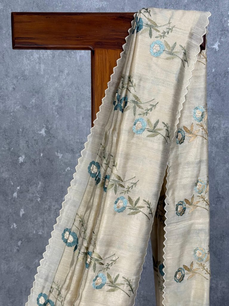 SEMI TUSSAR EMBROIDERY SAREE - Image 2