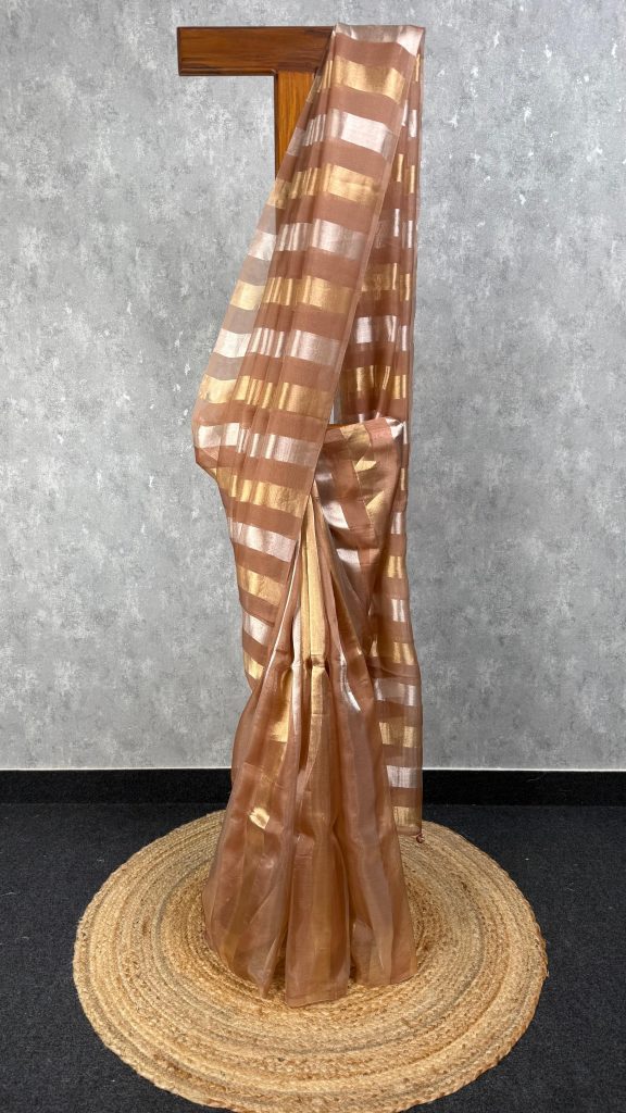 SILK ORGANZA ZARI STRIPES SAREE