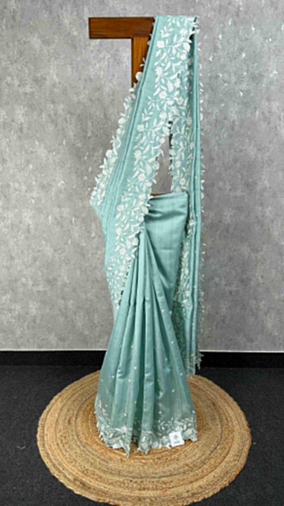 SEMI TUSSAR EMBROIDERY SAREE