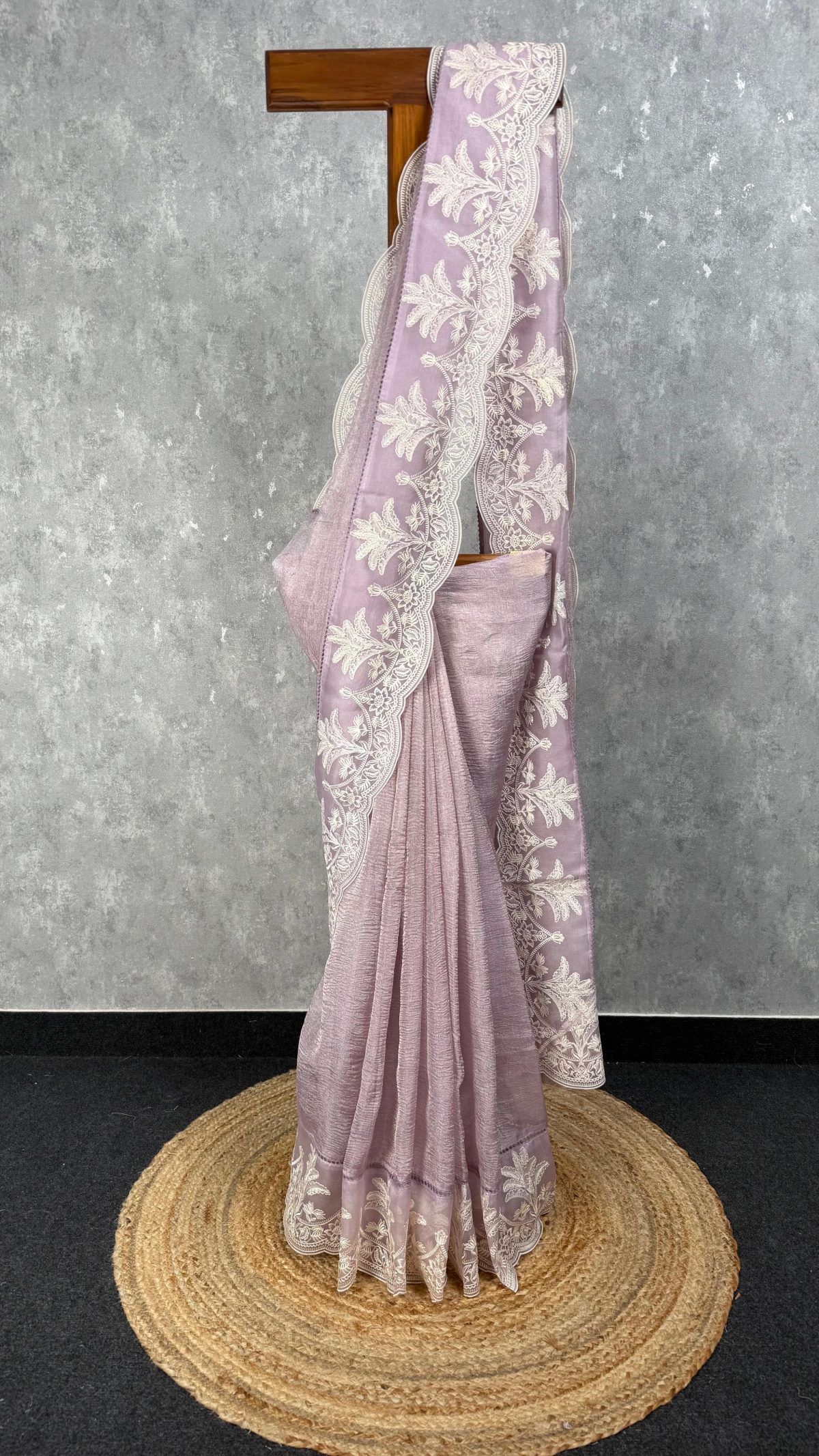 CRUSHED TISSUE SILK EMBROIDERY SAREE