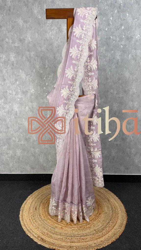 CRUSHED TISSUE SILK EMBROIDERY SAREE