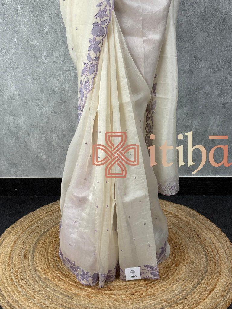 SILK ORGANZA EMBROIDERY SAREE - Image 3