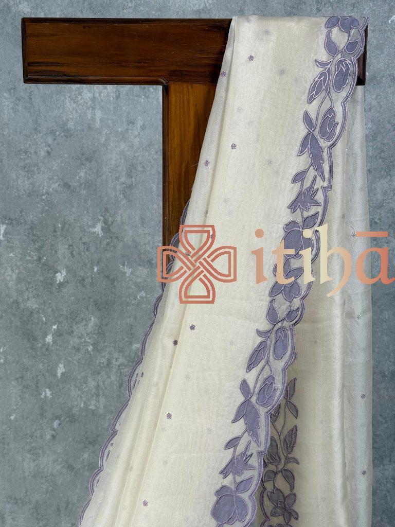 SILK ORGANZA EMBROIDERY SAREE - Image 2