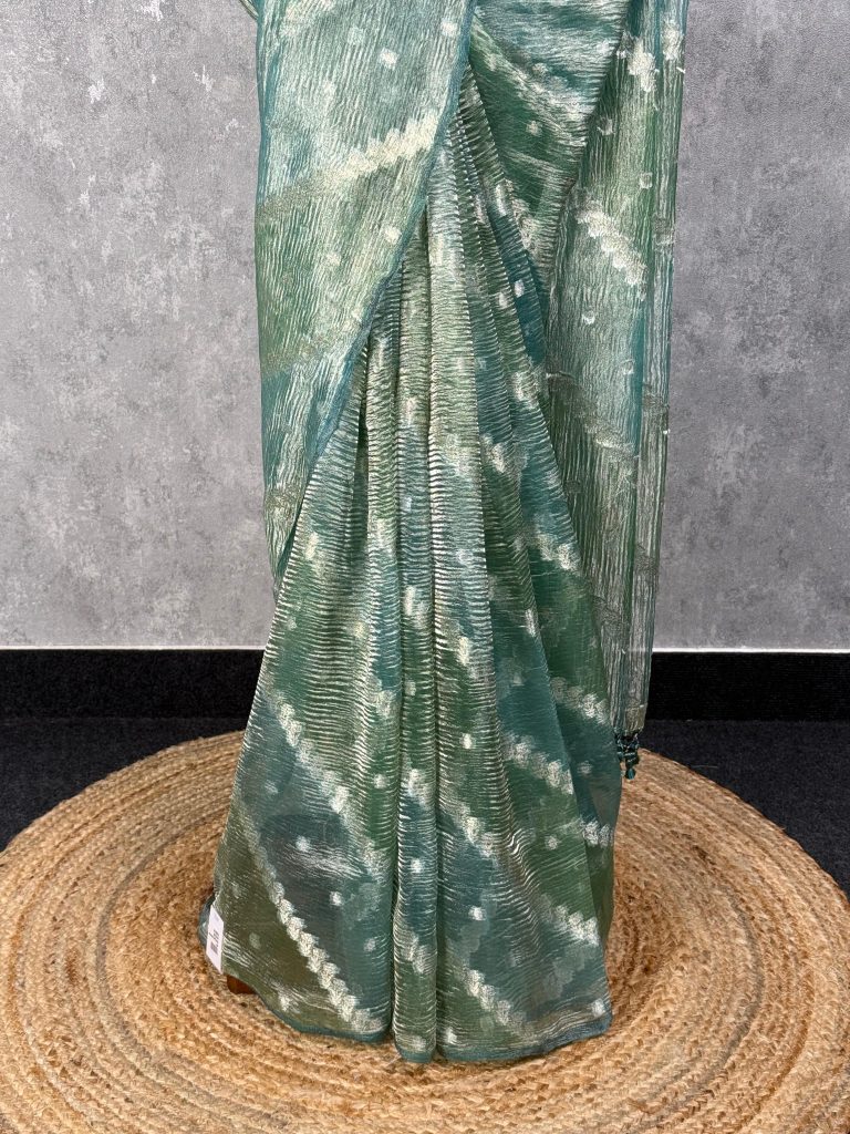 CRUSHED TISSUE ORGANZA BANARASI SAREE - Image 3