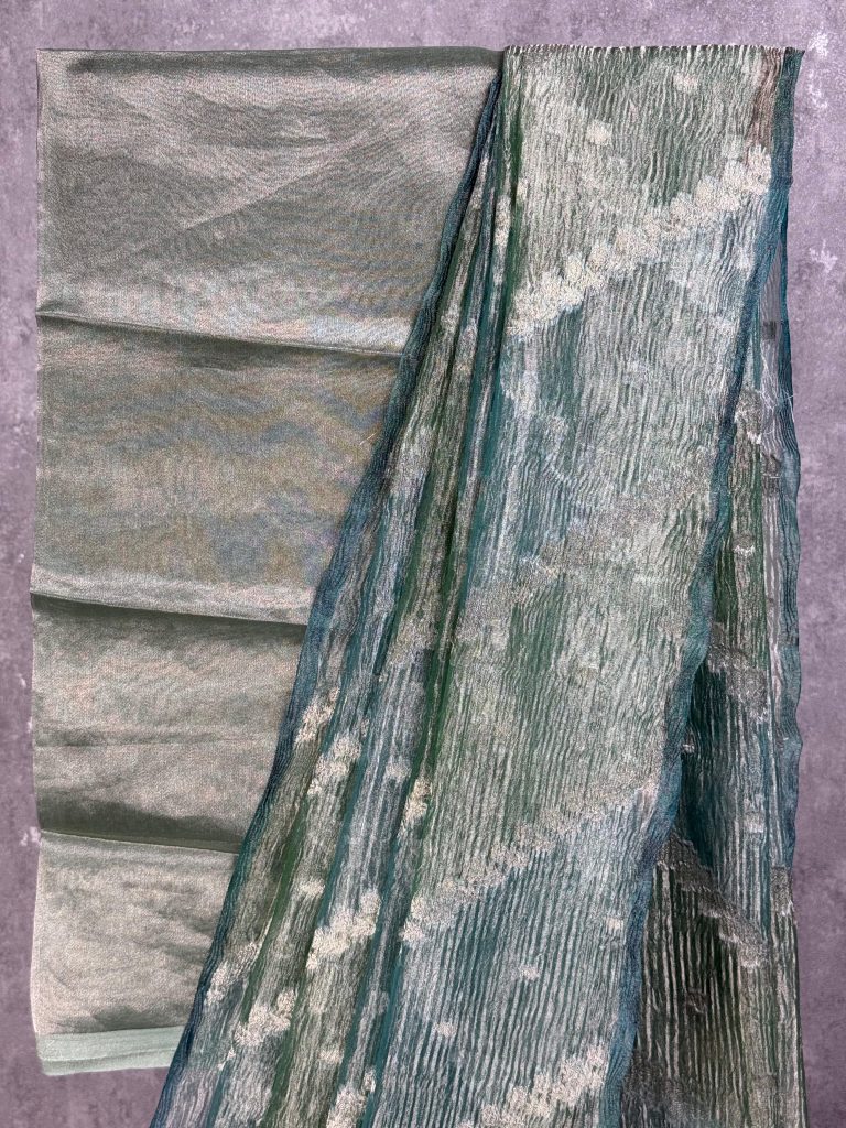 CRUSHED TISSUE ORGANZA BANARASI SAREE - Image 2