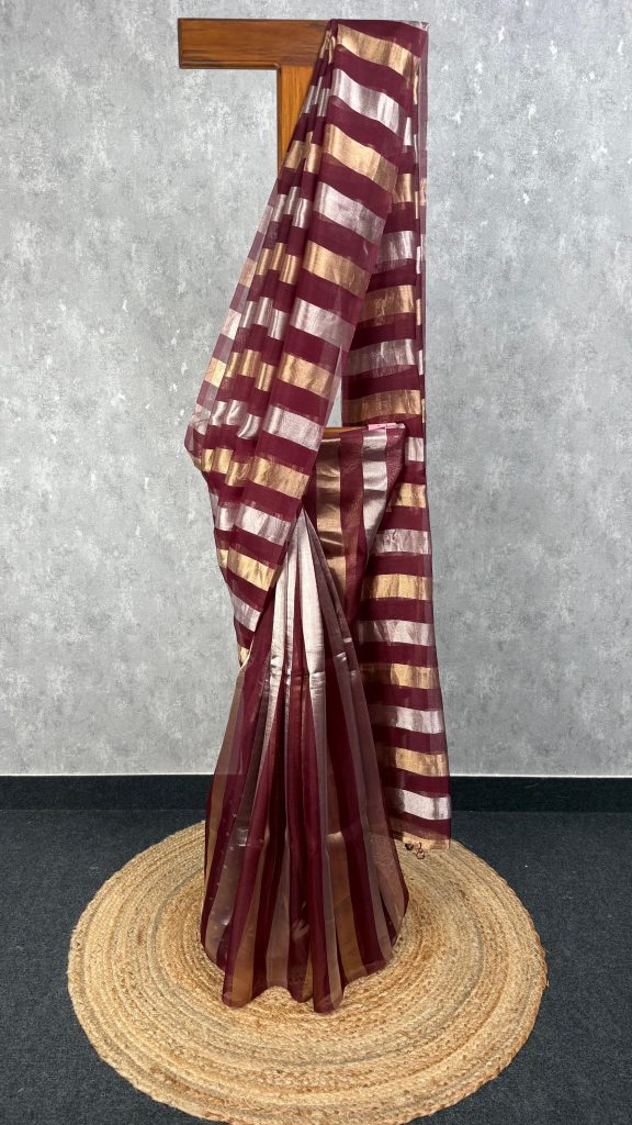 SILK ORGANZA ZARI STRIPES SAREE