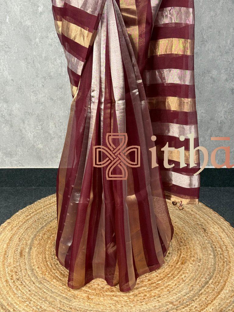 SILK ORGANZA ZARI STRIPES SAREE - Image 3