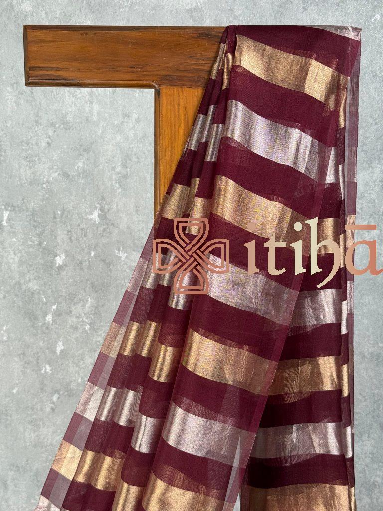 SILK ORGANZA ZARI STRIPES SAREE - Image 2