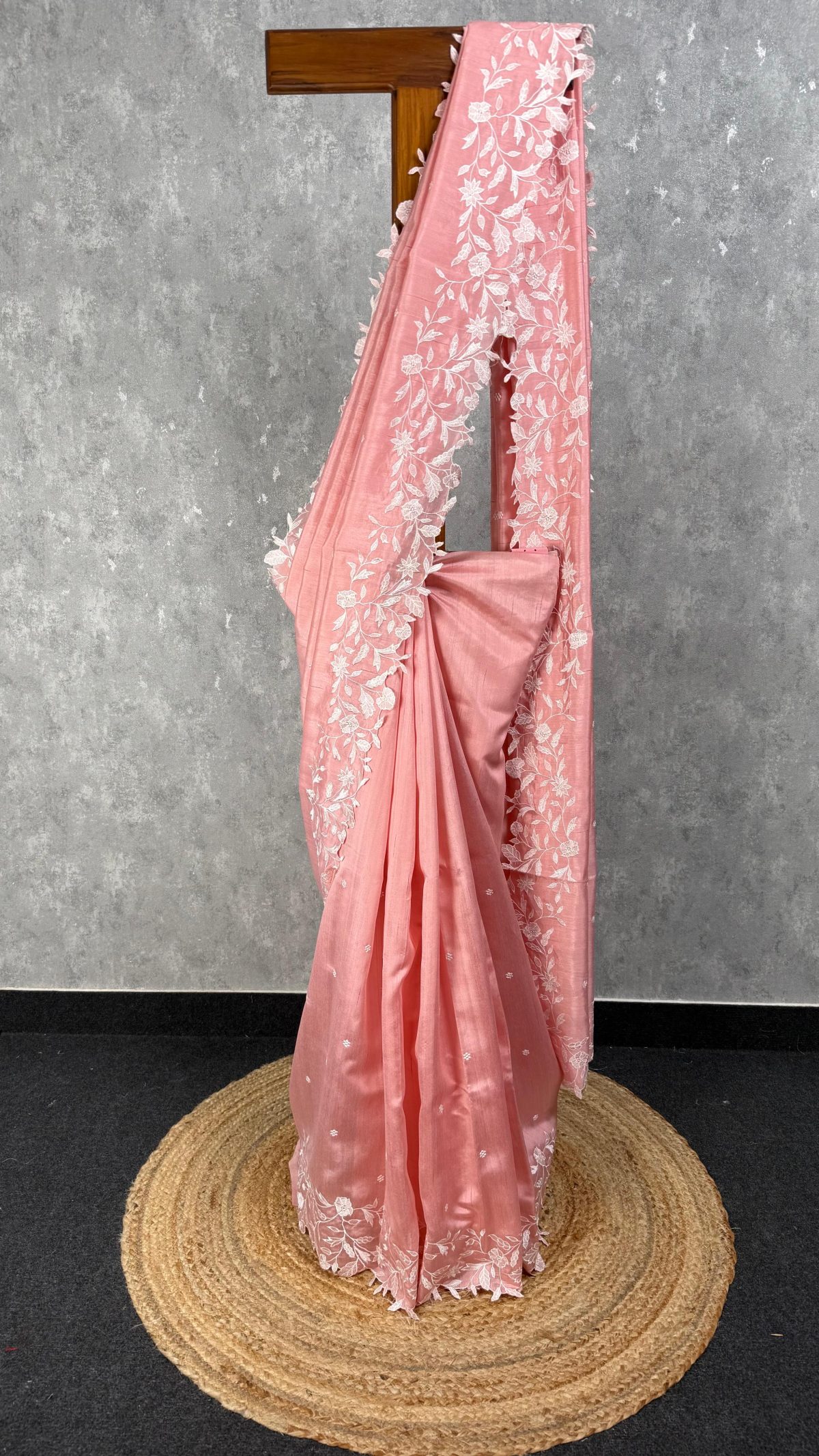 SEMI TUSSAR EMBROIDERY SAREE