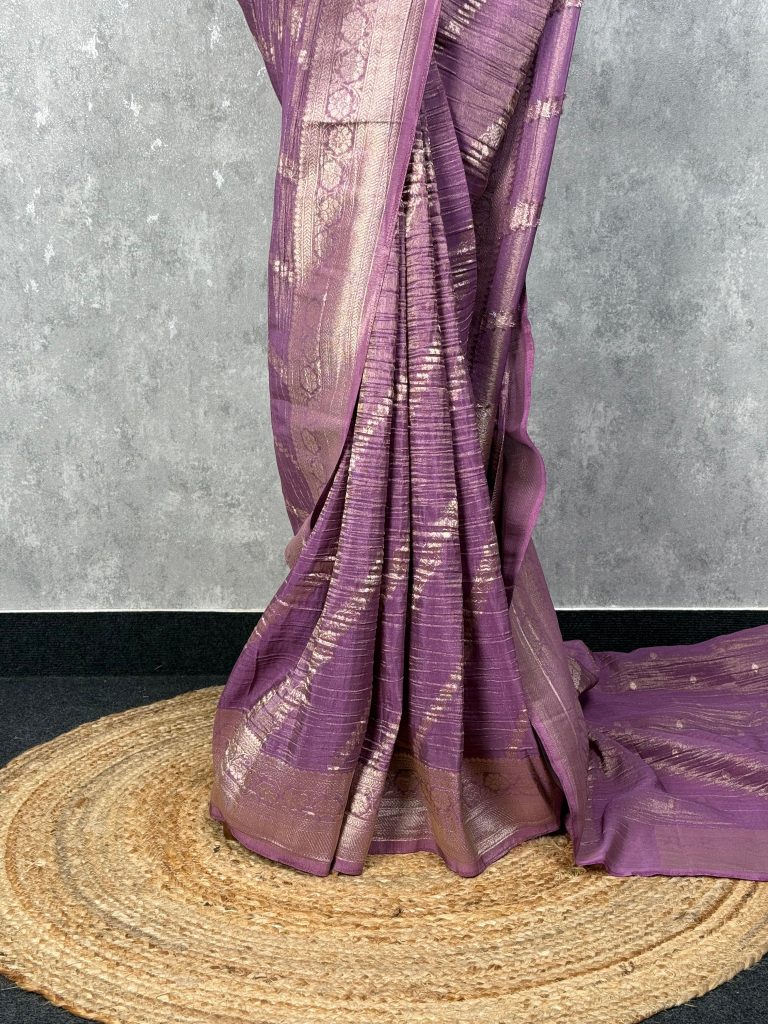 CRUSHED TISSUE SILK BANARASI SAREE - Image 3