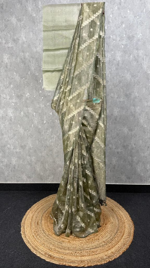 CRUSHED TISSUE ORGANZA BANARASI SAREE