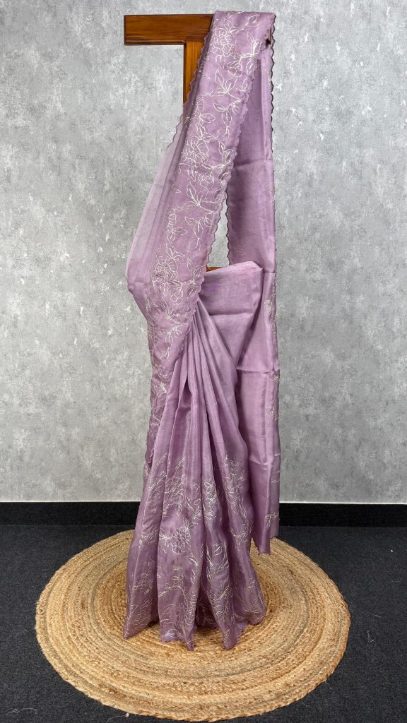 SILK ORGANZA CHORD EMBROIDERY SAREE