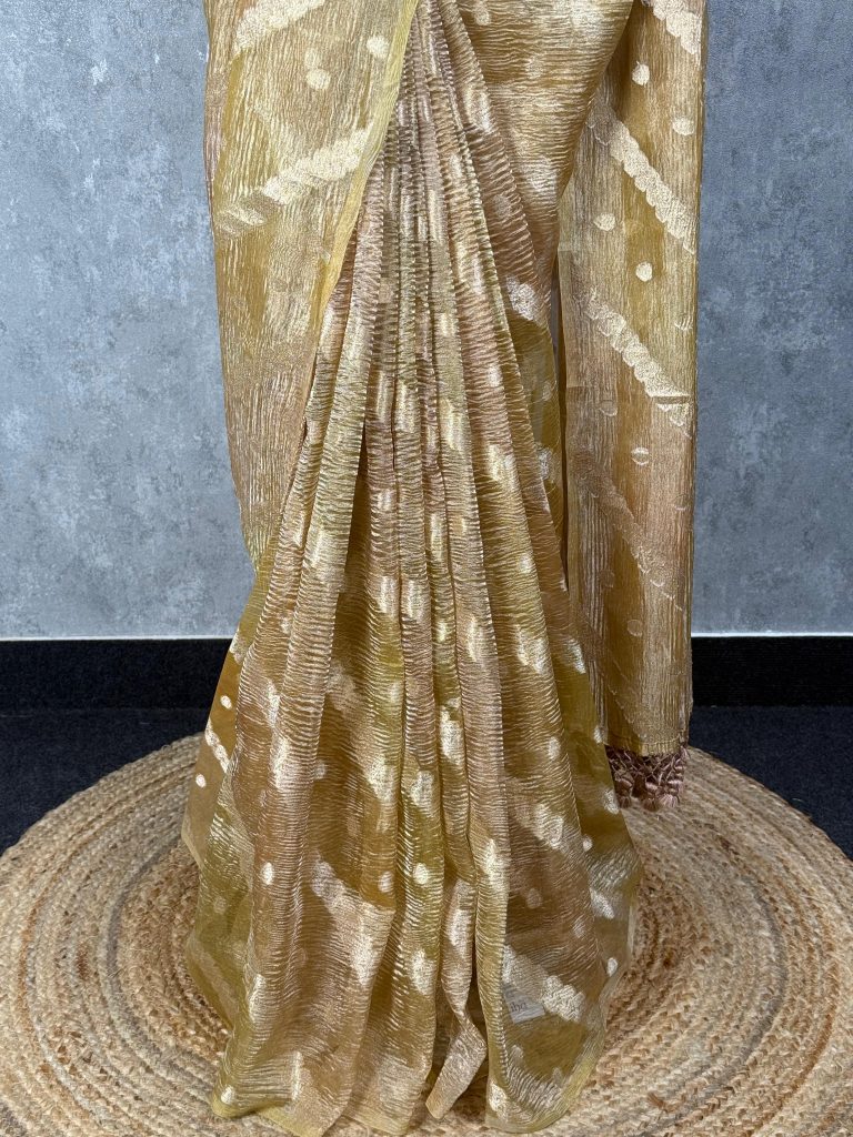 CRUSHED TISSUE ORGANZA BANARASI SAREE - Image 3
