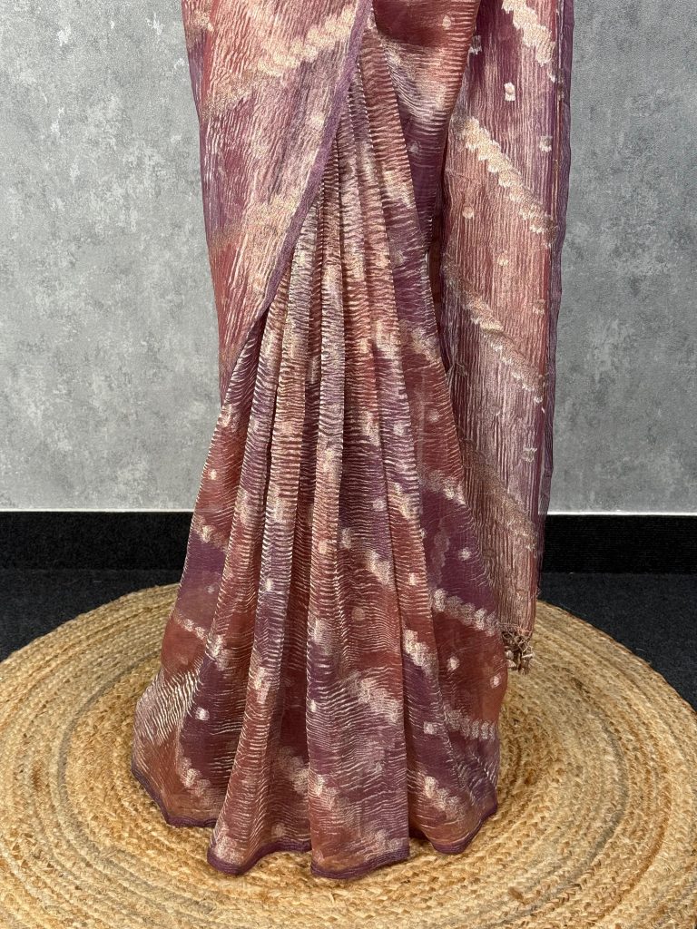 CRUSHED TISSUE ORGANZA BANARASI SAREE - Image 3