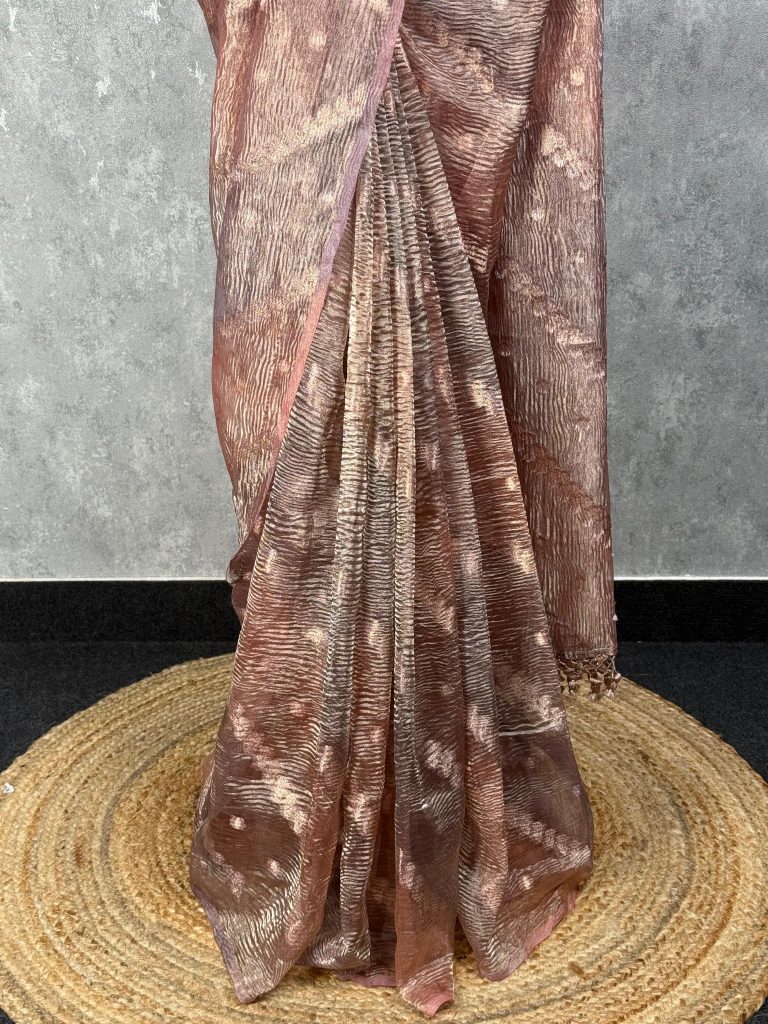 CRUSHED TISSUE ORGANZA BANARASI SAREE - Image 3