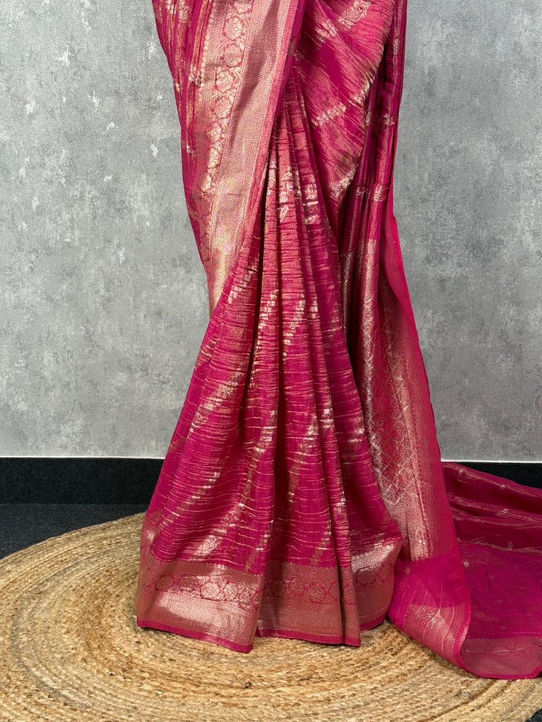 CRUSHED TISSUE SILK BANARASI SAREE - Image 3