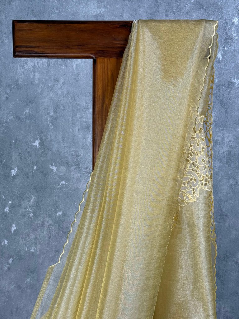 GLASS ORGANZA CUTWORK EMBROIDERY SAREE - Image 2
