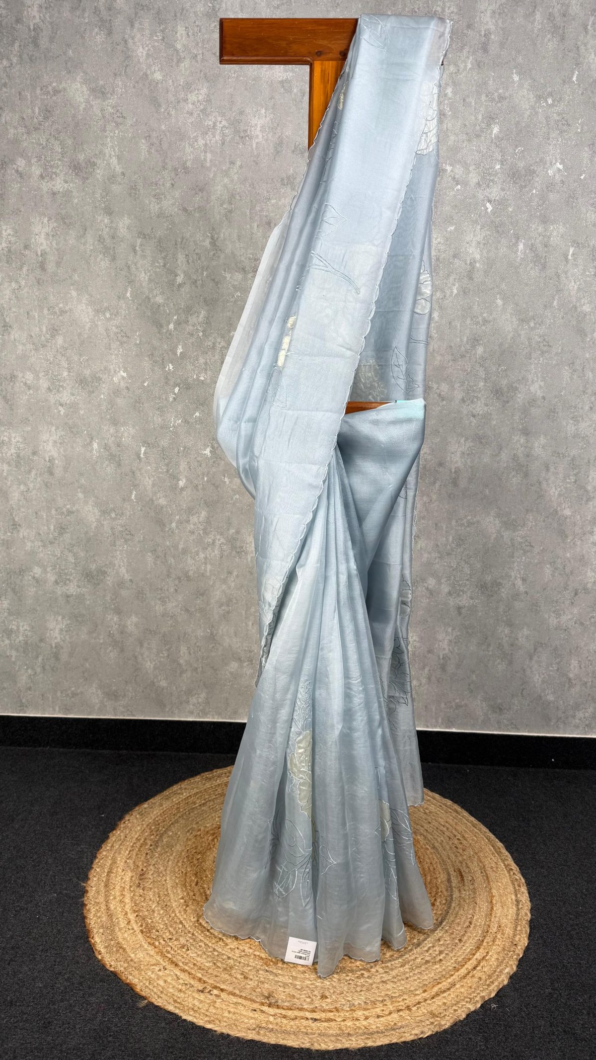 SILK ORGANZA TISSUE APPLIQUE EMBROIDERY SAREE
