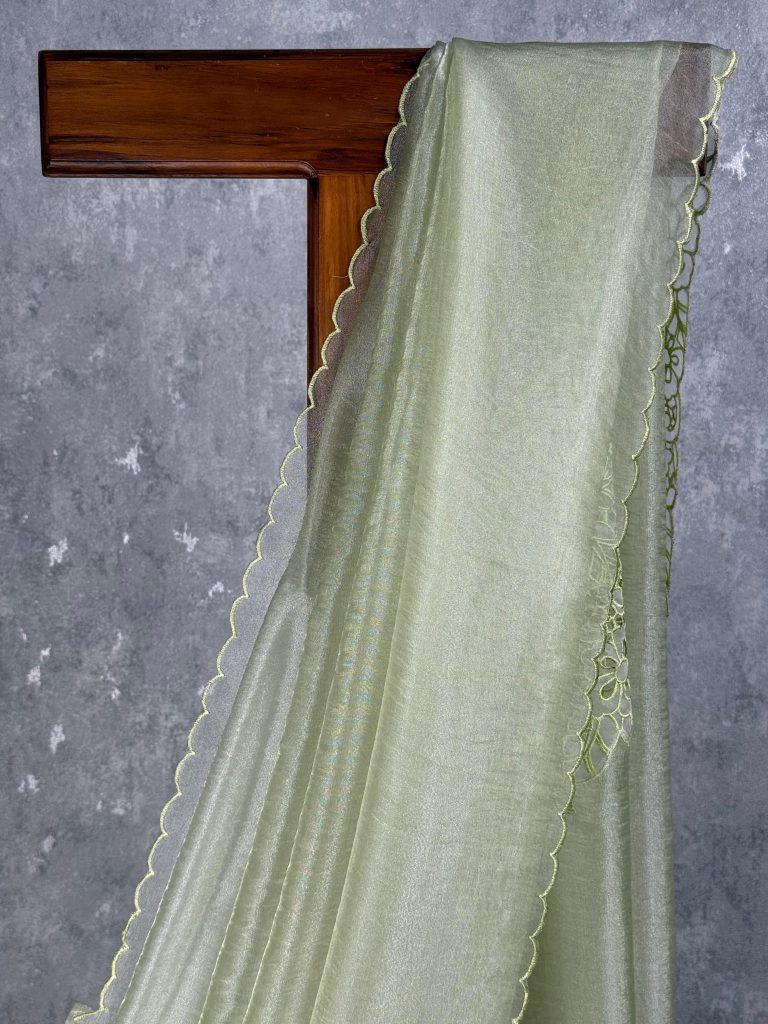 GLASS ORGANZA CUTWORK EMBROIDERY SAREE - Image 2