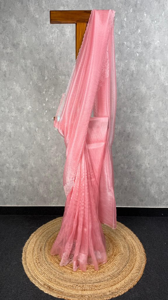 GLASS ORGANZA CUTWORK EMBROIDERY SAREE