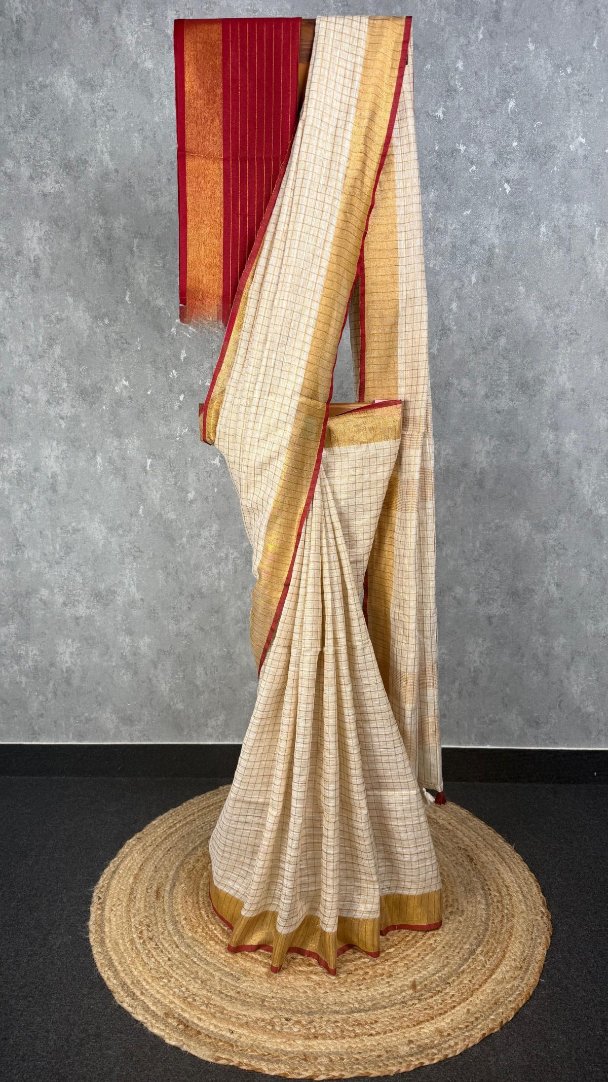 SILK LINEN ZARI CHECKS ONAM SAREE