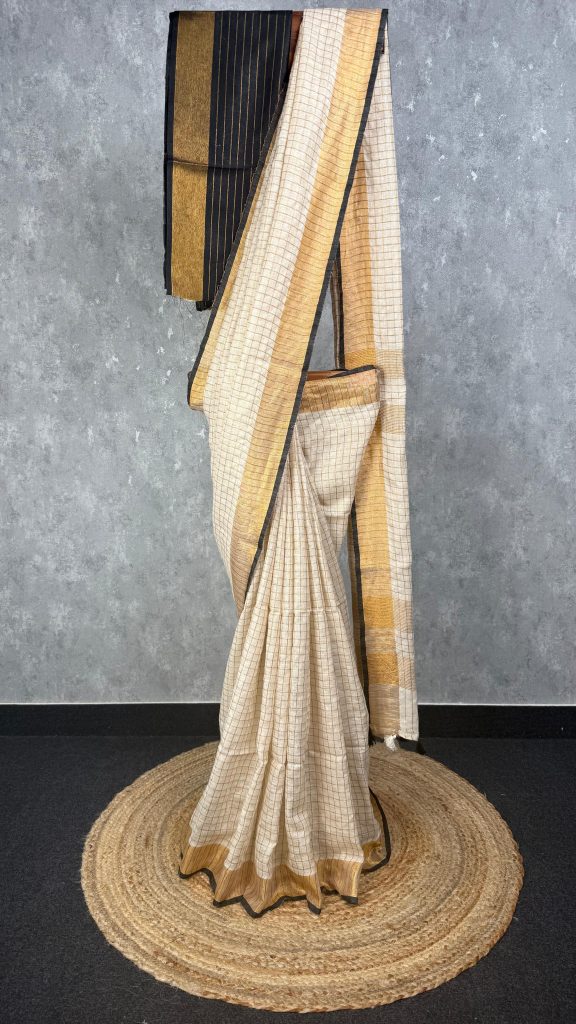 SILK LINEN ZARI CHECKS ONAM SAREE