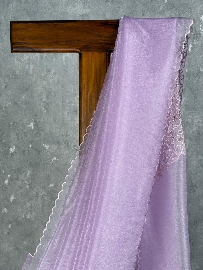 GLASS ORGANZA CUTWORK EMBROIDERY SAREE - Image 2