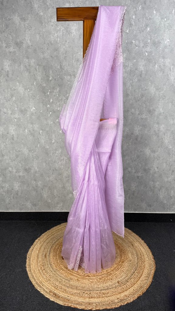GLASS ORGANZA CUTWORK EMBROIDERY SAREE