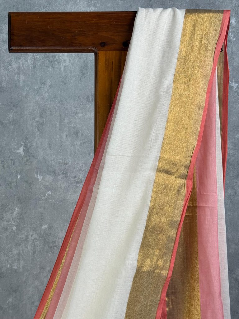 MUL COTTON ZARI BORDER HANDLOOM SAREE - Image 2
