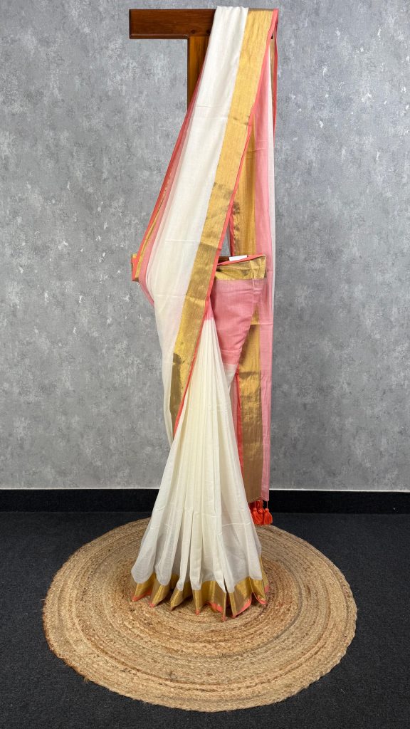 MUL COTTON ZARI BORDER HANDLOOM SAREE